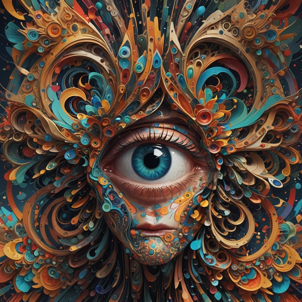Surreal Split Head: Reality Meets Kaleidoscope