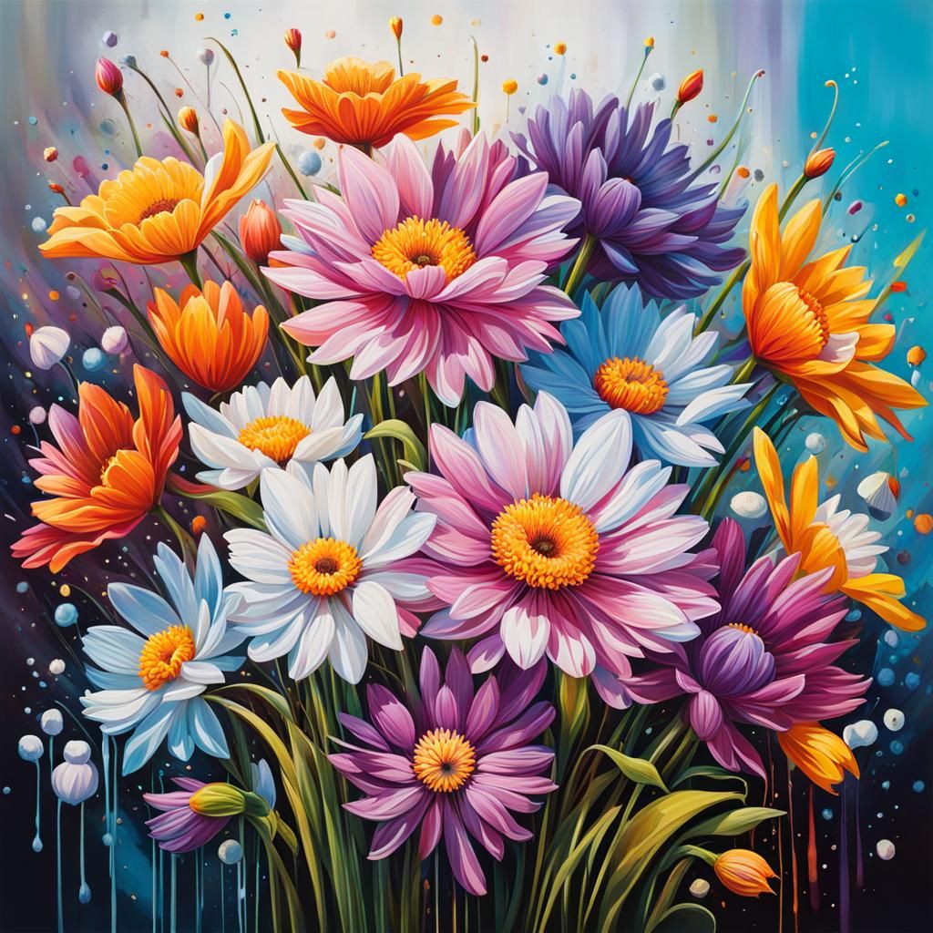 Colorful Graffiti Art Flower Bouquet