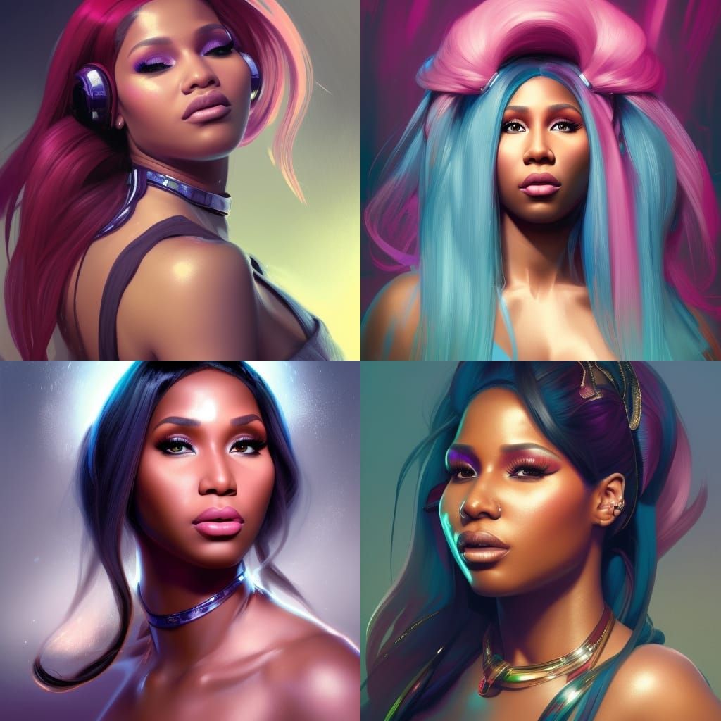 Nicki Minaj Portrait in Art Nouveau Style