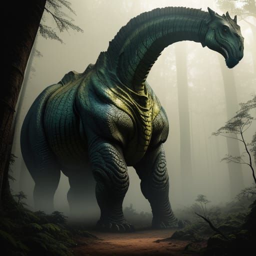Epic Cinematic Titanosaur in Ancient Forest
