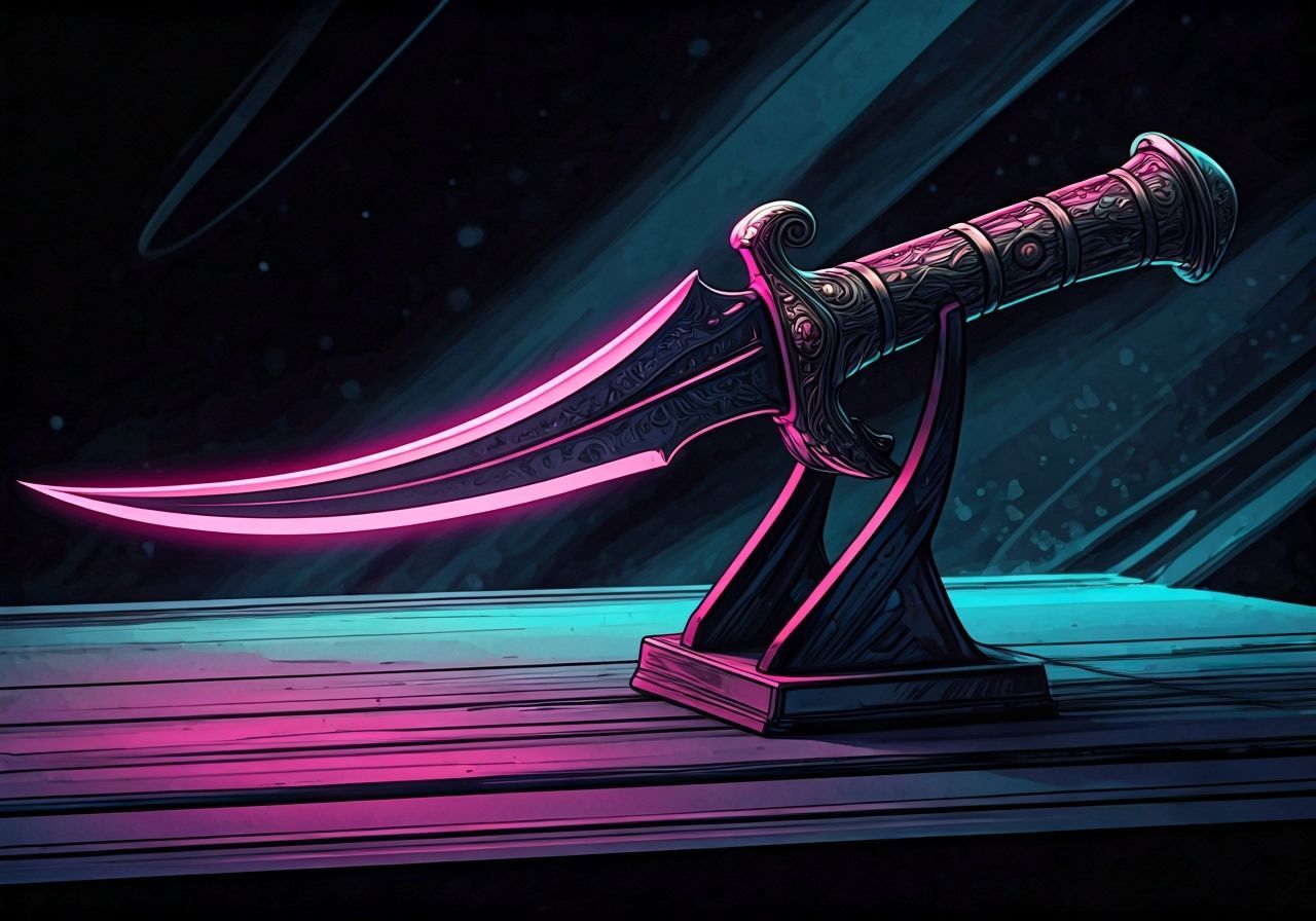 Curved Egyptian Dagger in Neon Light