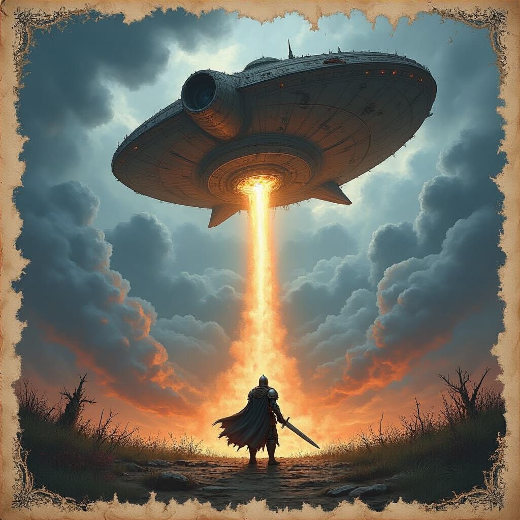 Knight's Last Stand Against Alien Spaceship