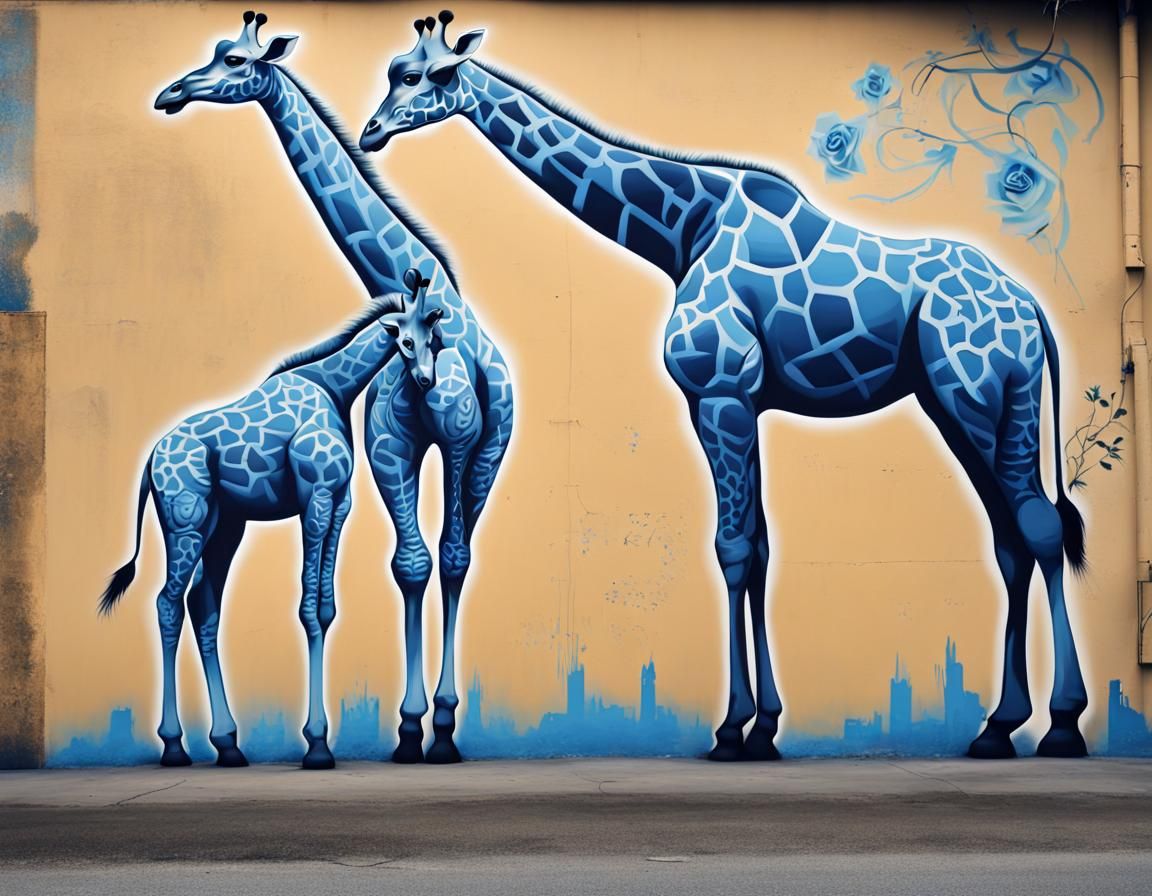 Giraffe Family Graffiti