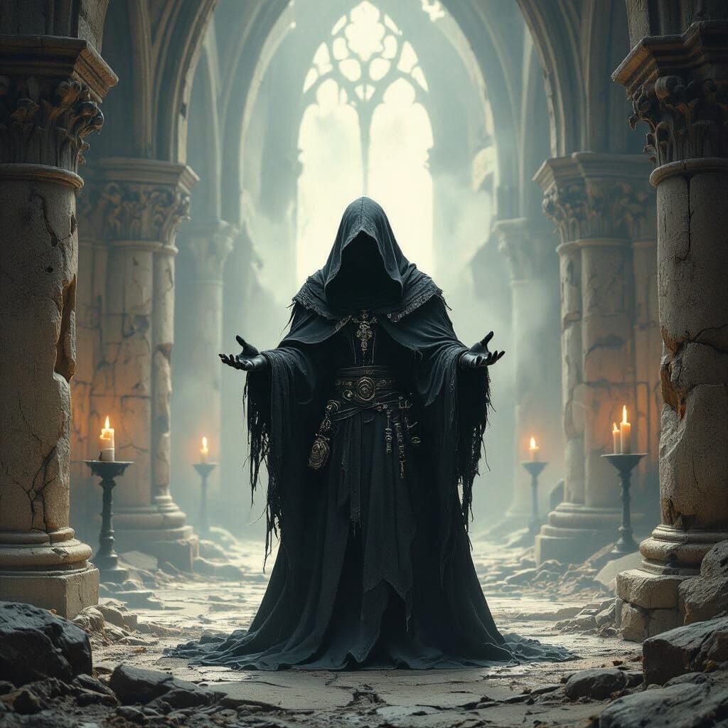 Arcane Ritual in Gothic Chamber, Dark Fantasy Art