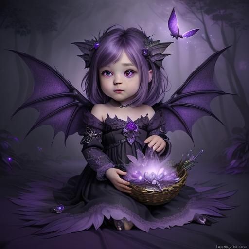 Chibi Dragon in Mystical Nest