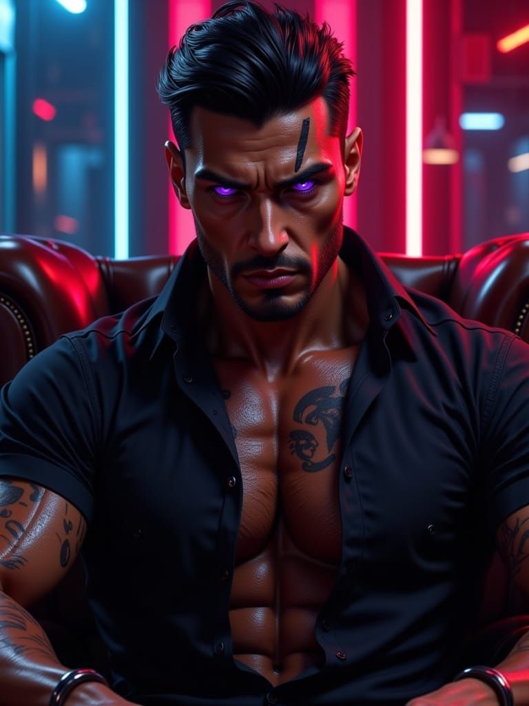 Cyborg Gangster in Ancient Rome-Inspired Dark Fantasy