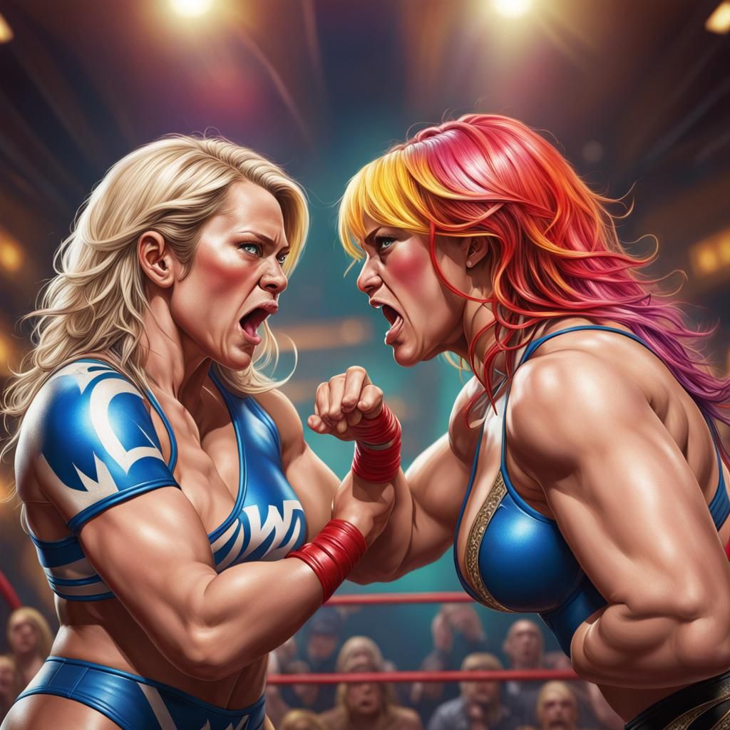 Intricately Detailed Ladies Championship Wrestling Splash Ar...