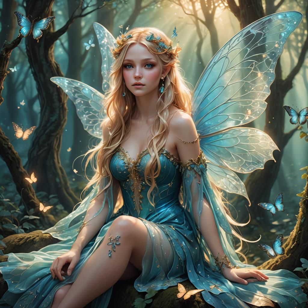 Mystical Fairy in Enchanted Forest: Digital Art