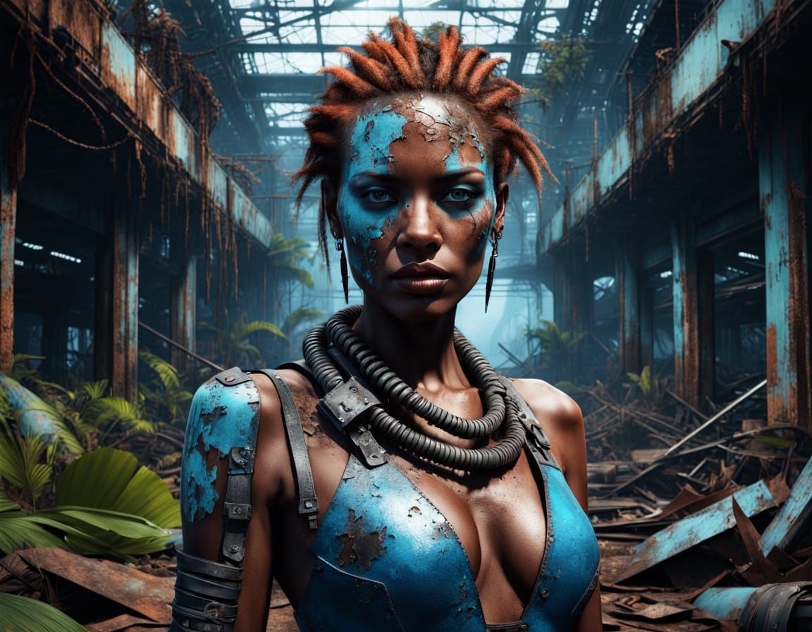 Dystopian Ambassador Woman in a Caribbean Metal Nightmare