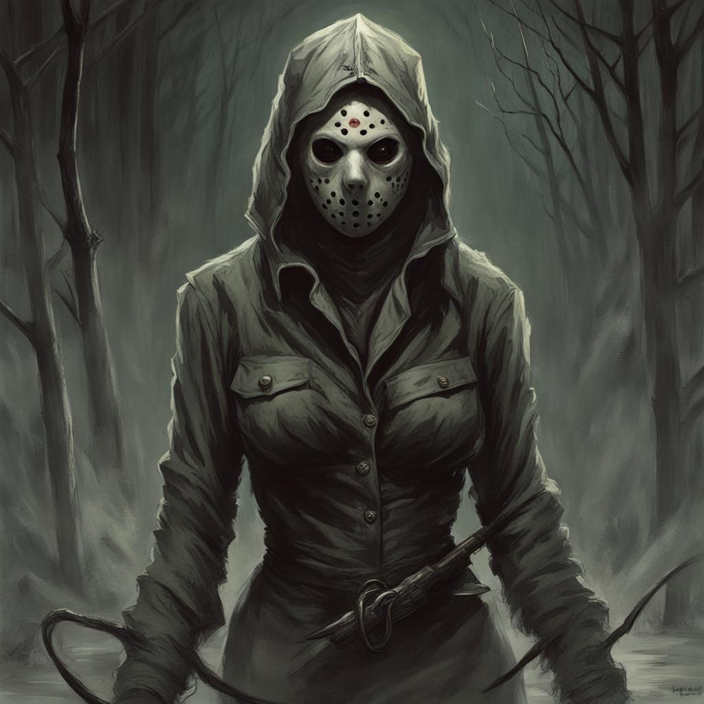 Demonic Eldritch Female Jason Voorhees in Horror Style