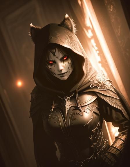 Photorealistic Nazgul with Fiery Eyes: Horror Concept Art