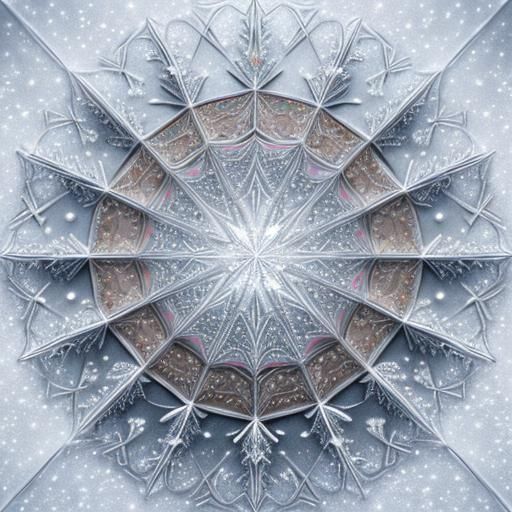 Glittering Christmas Mandala in Winter Snowfall