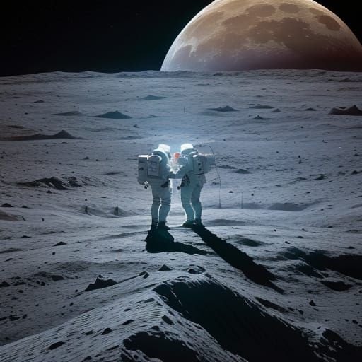 Astronauts View Origami Earth: Vibrant Sci-Fi Art