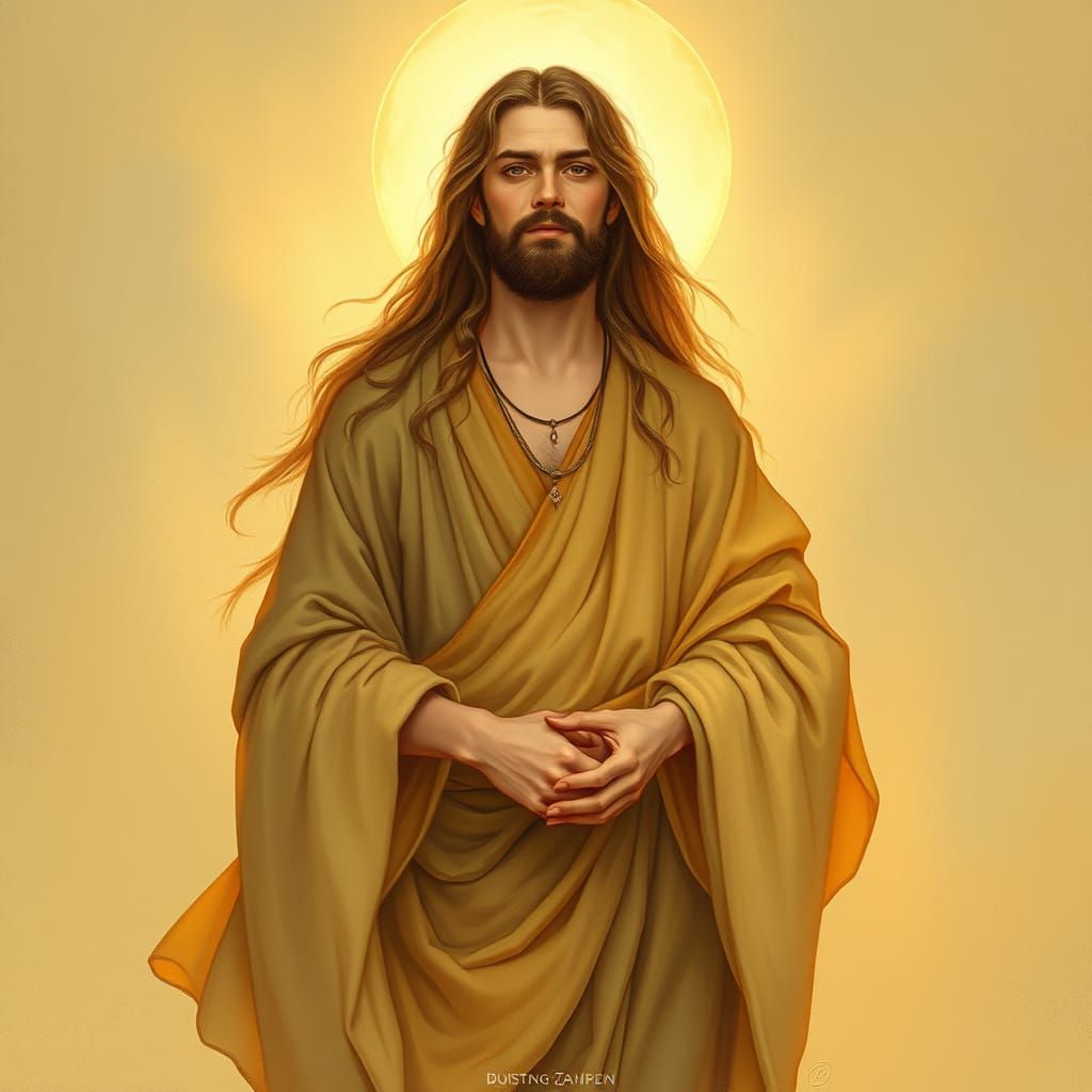 Ethereal Soul in Flowing Robes: Art Nouveau Style