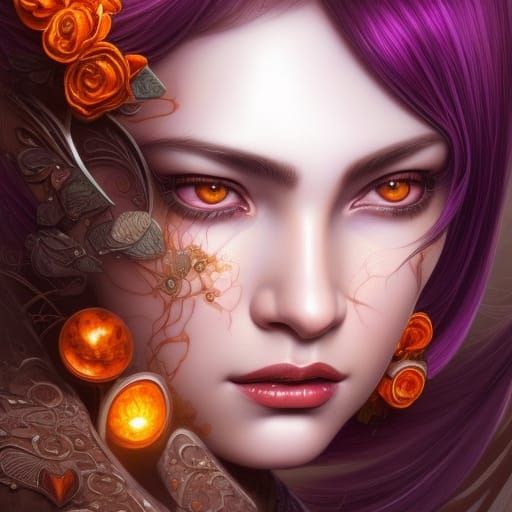 Neovictorian Beauty in Purple and Orange