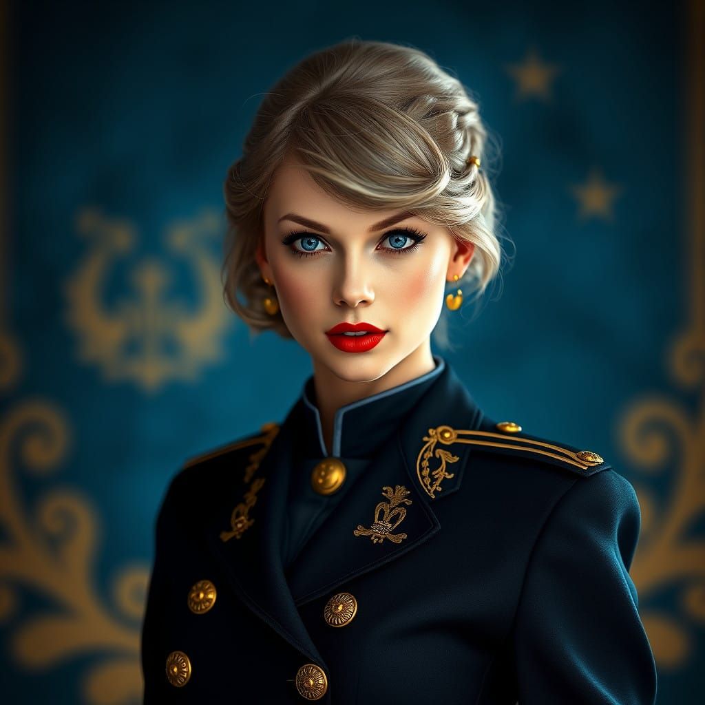 Formal Naval Officer Portrait in Art Nouveau Style