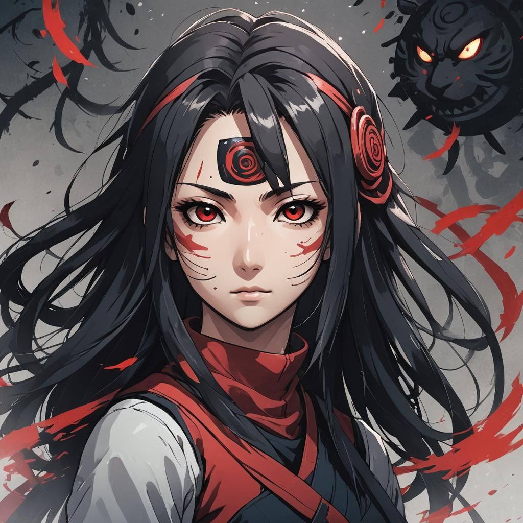 Anime Kunoichi ANBU with Sharingan, Cel-Shaded