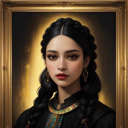 Captivating Portrait of Argentine Woman as Oil Painting