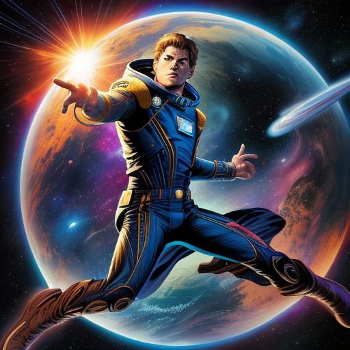Spectacular Space Scene in Comic Book Art Style