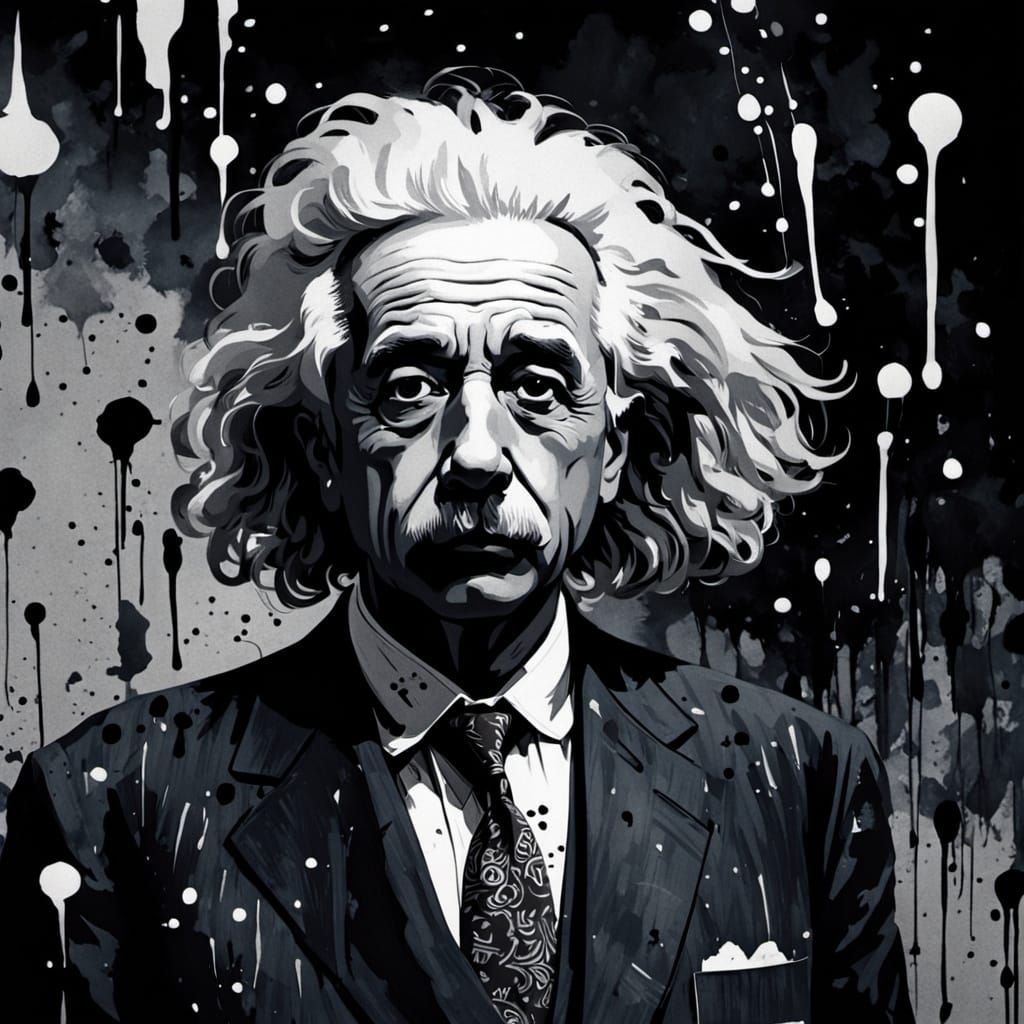 Einstein in Mysterious Ink Splatter Universe