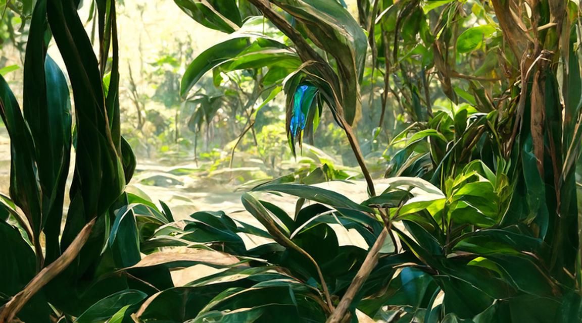 Exotic Jungle Scene with Alien Flora in Hyperrealism
