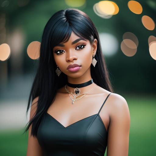 Ebony in Black Dress: Professional Photography