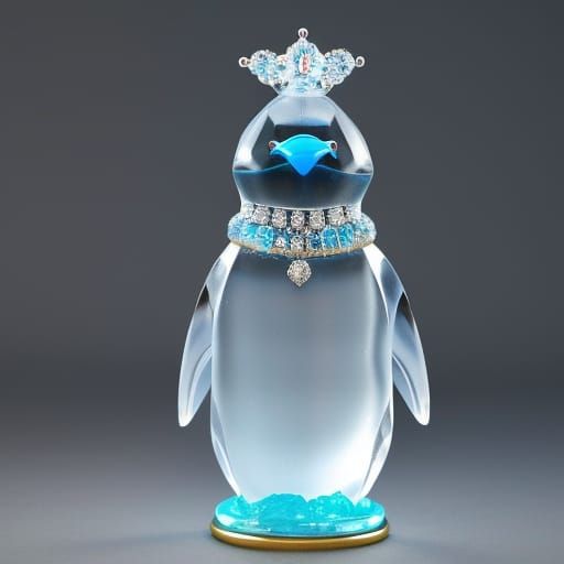 Ice Crystal Penguin with Cyan Core