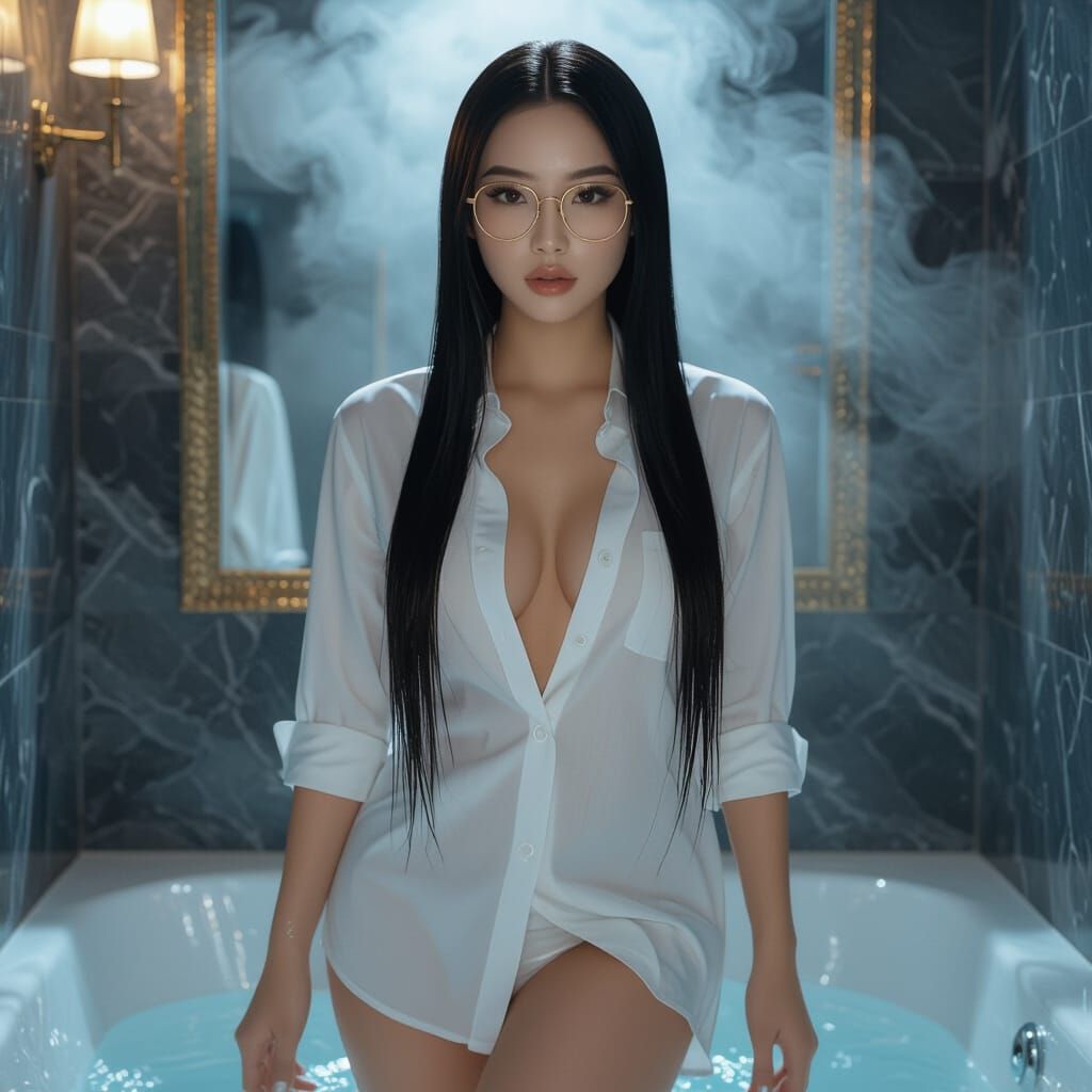 Elegant Chinese Woman Portrait in 3D Render