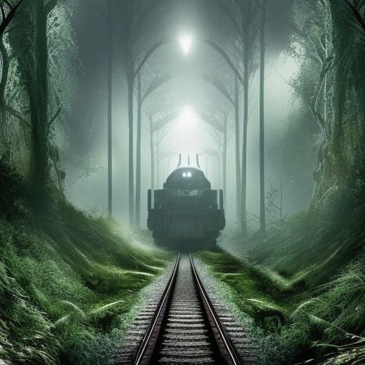 Train Emerges from Tunnel in Digital Matte Painting
