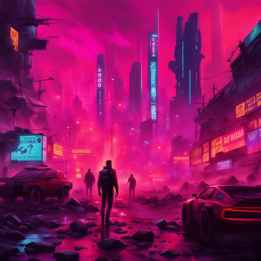 Cyberpunk Vision of a Future World's Devastation