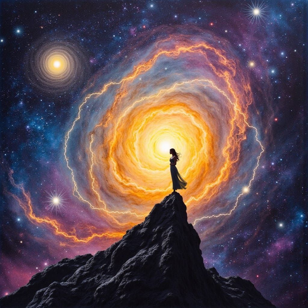 Ethereal Light Show over Europe in Oil Sketch