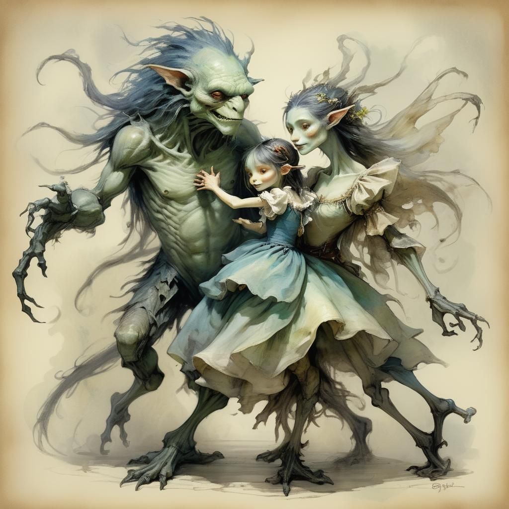 Enchanting Storybook Creature Waltz in Fantasy Art Style