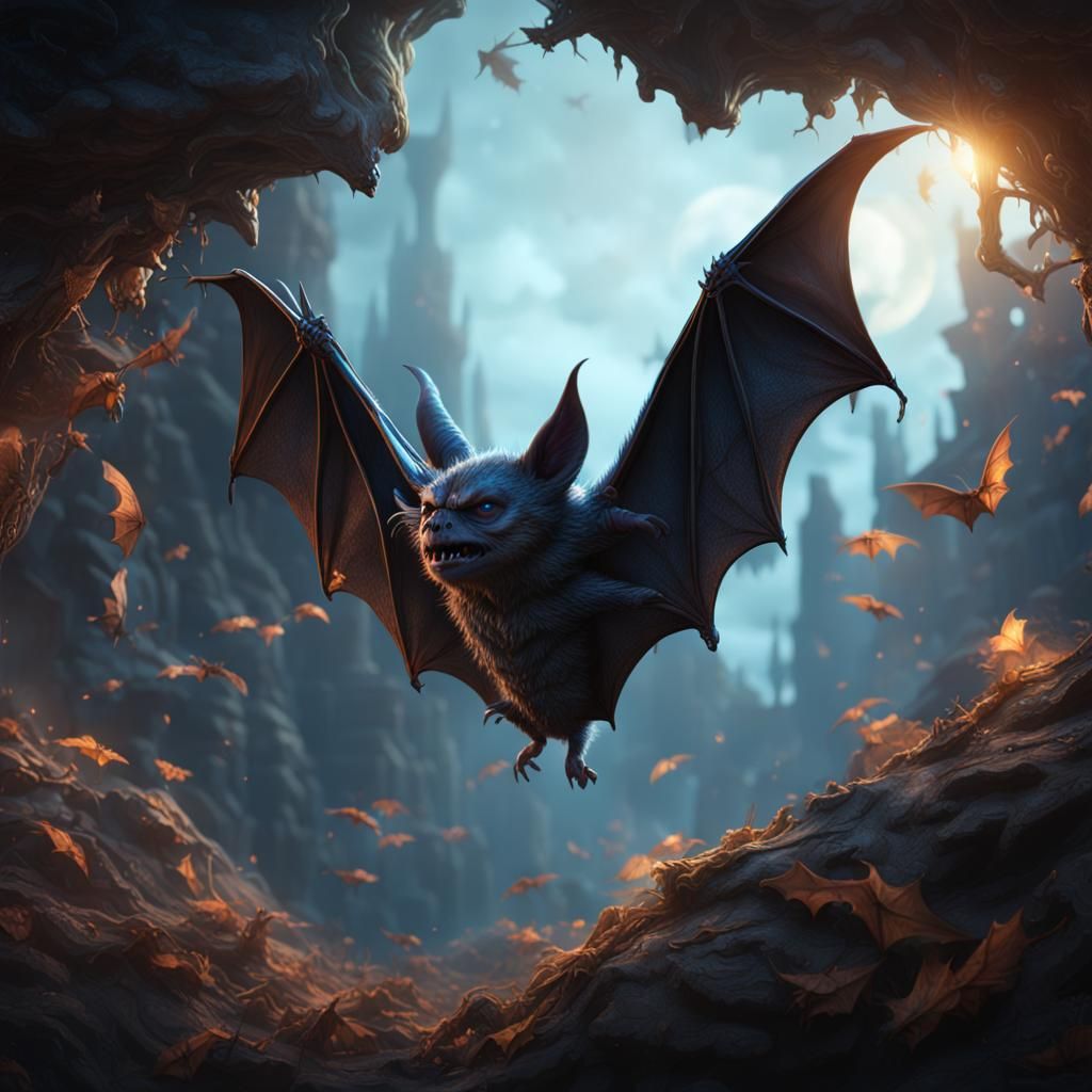 Sleeping Upside-Down Bat: Detailed Matte Painting