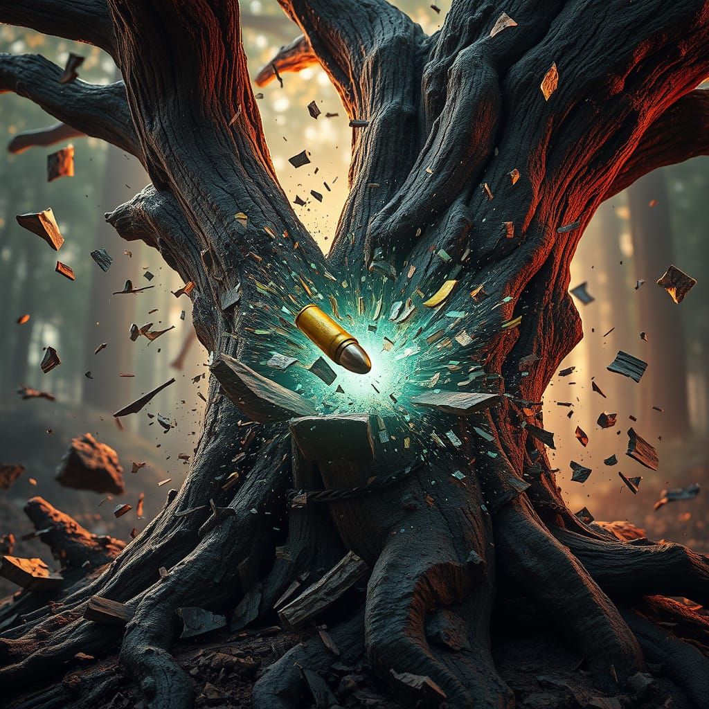 Fantastical Tree Explosion in Vast, Dreamlike Environment