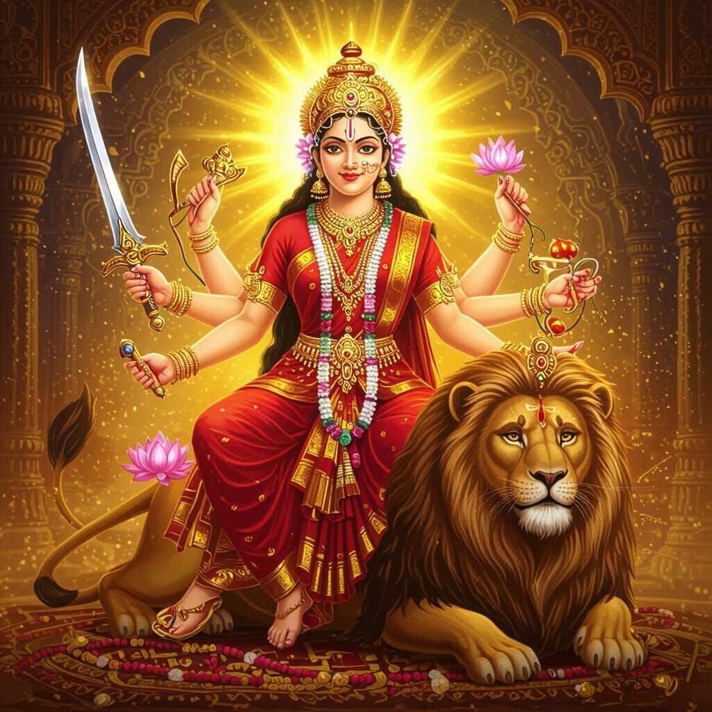 Maa Katyayani Goddess Seated on Lion