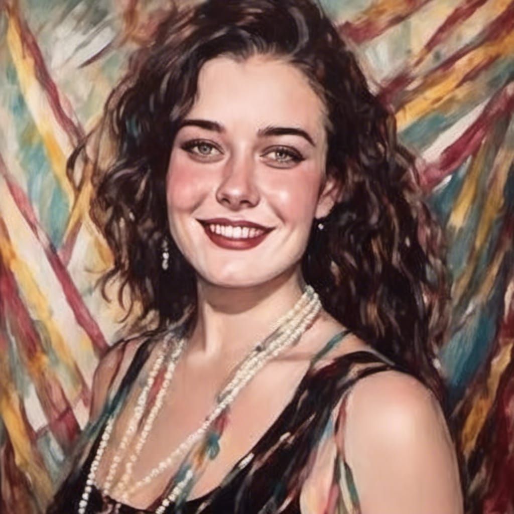 Woman Dancing in 1920s Ballroom, Artistic Painting