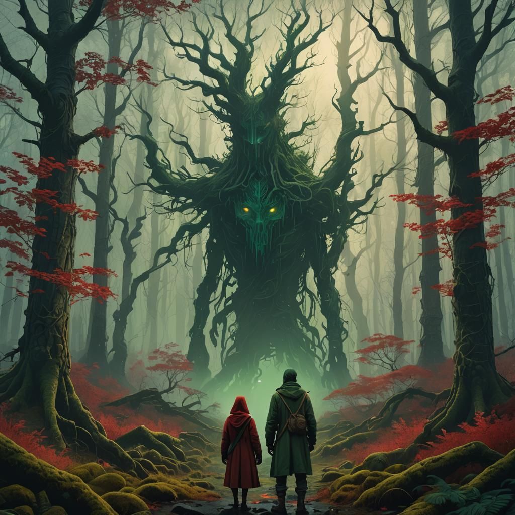 Gloomy Figure in Mystical Forest: Fantasy Concept Art