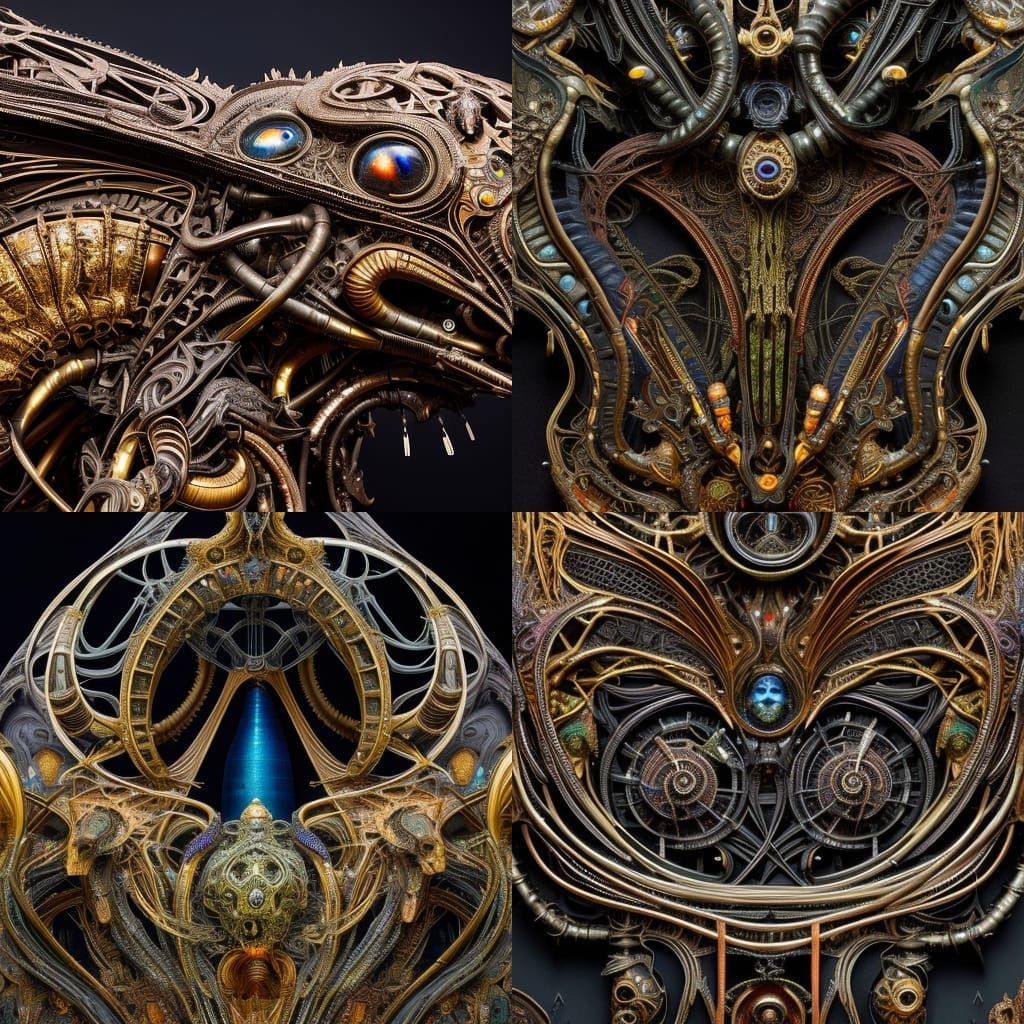 Giger Hybrid Alien in Cyberpunk Art Nouveau Style