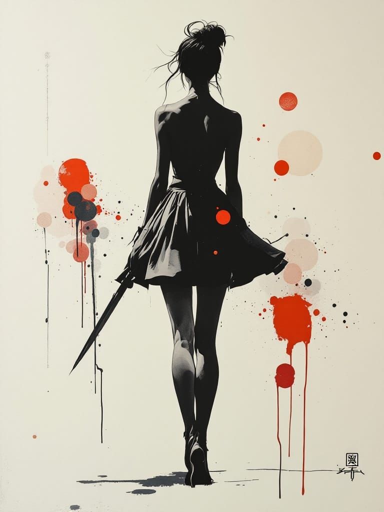 Minimalist Figure Study in Abstract Style with Primary Color...