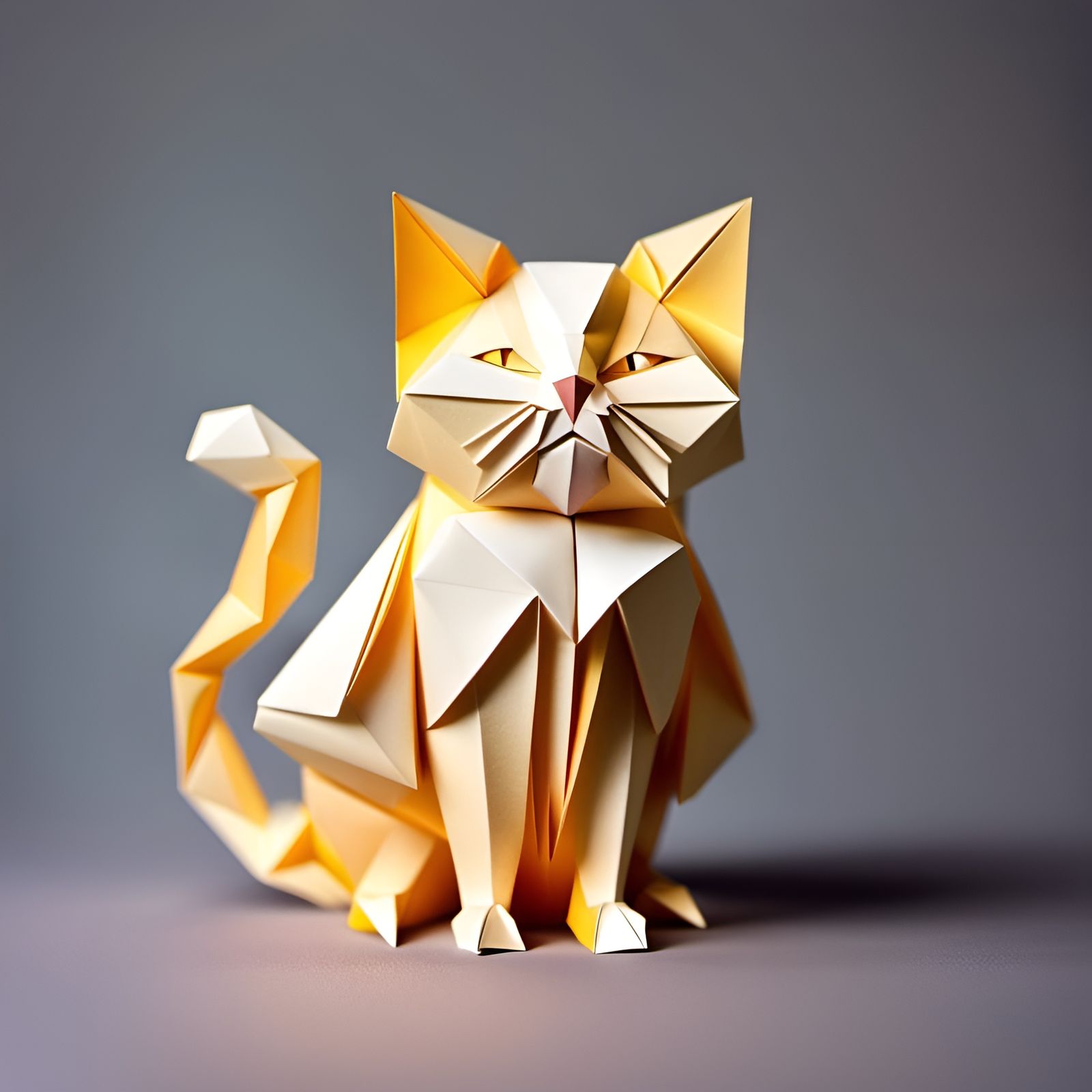 Yellow Origami Cat