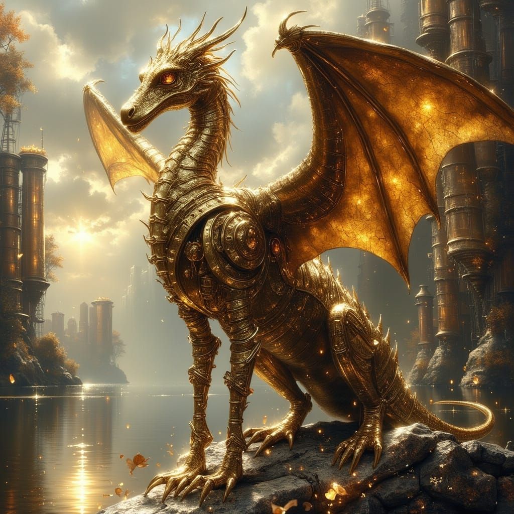Steampunk Dragon with Medieval Elements