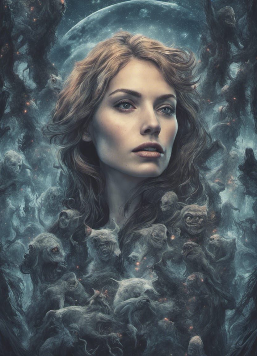 Woman in a Space Forest of Horror