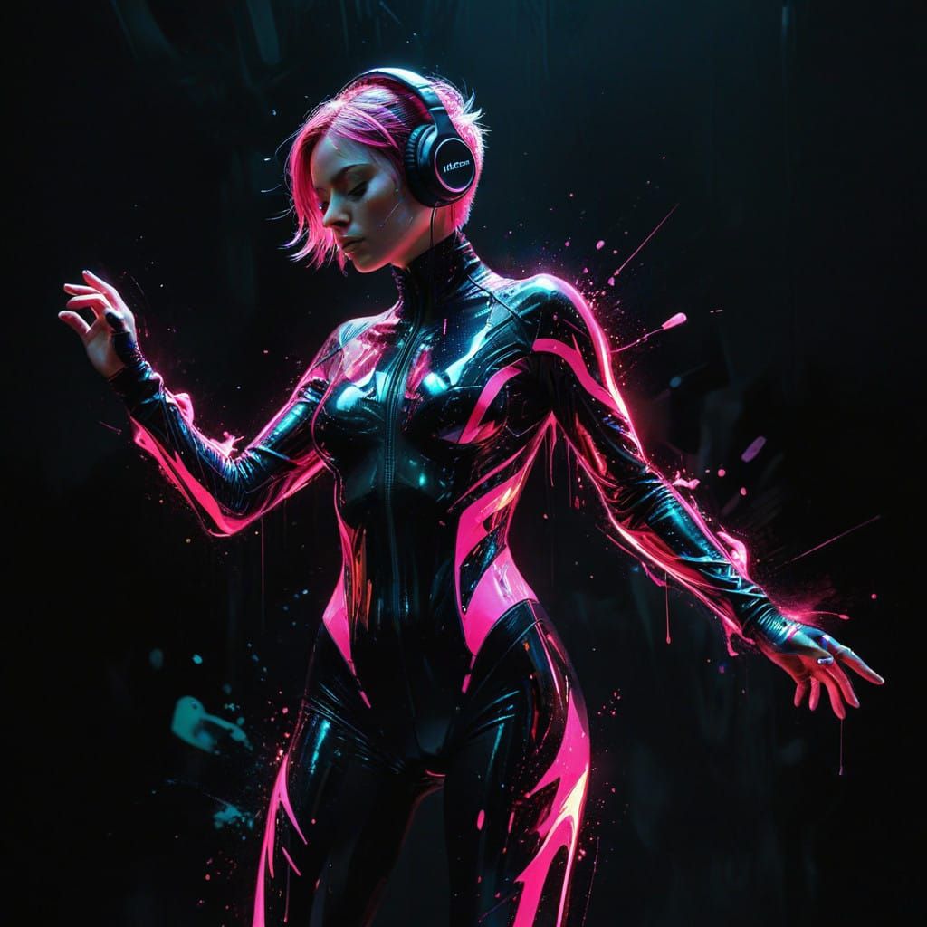 Glowing Neon Goddess of the Dance Floor