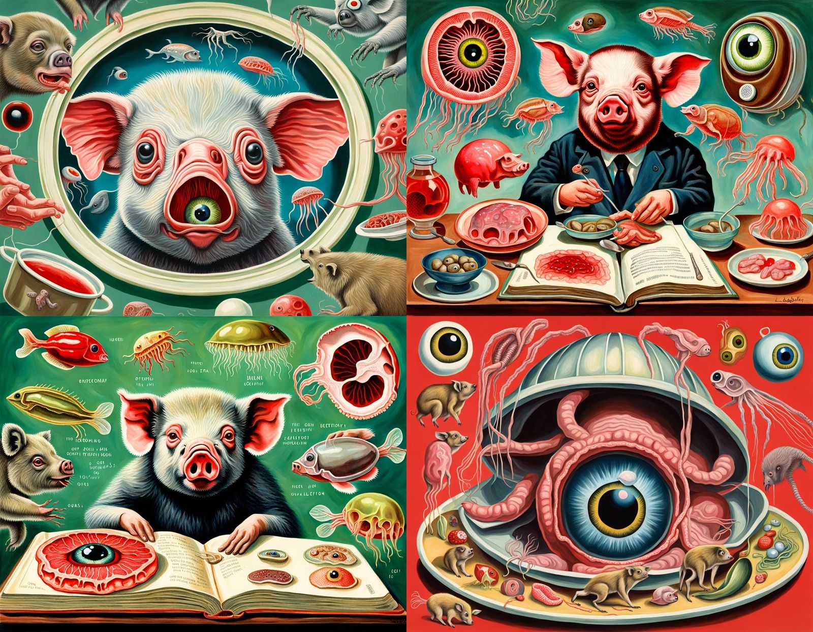 Surreal Creatures in Ladybird Book Style Art