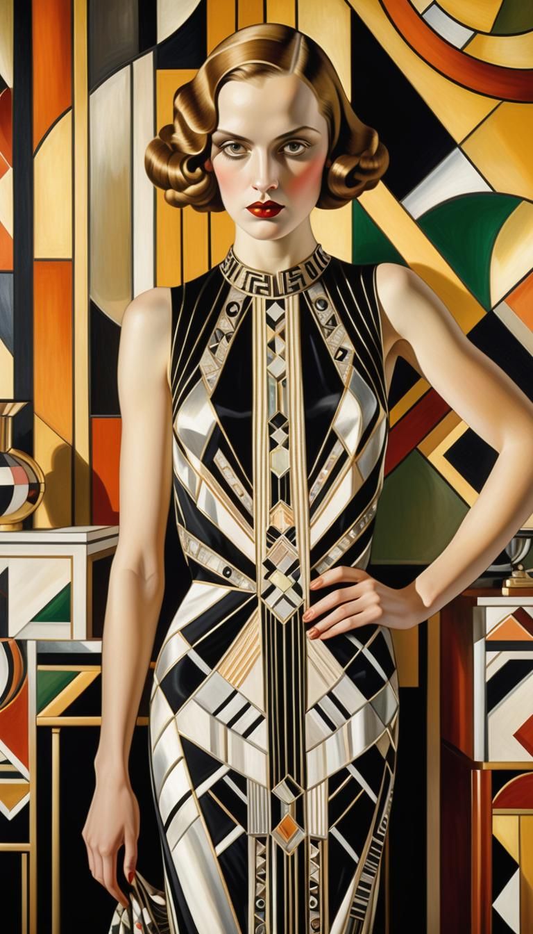 Art Deco Woman with Bioluminescent Accents