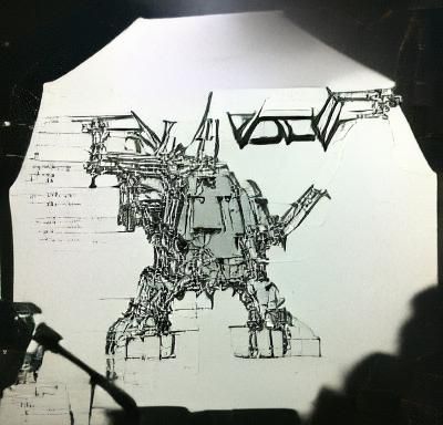 Detailed Line Drawing of a Hard Surface Mech