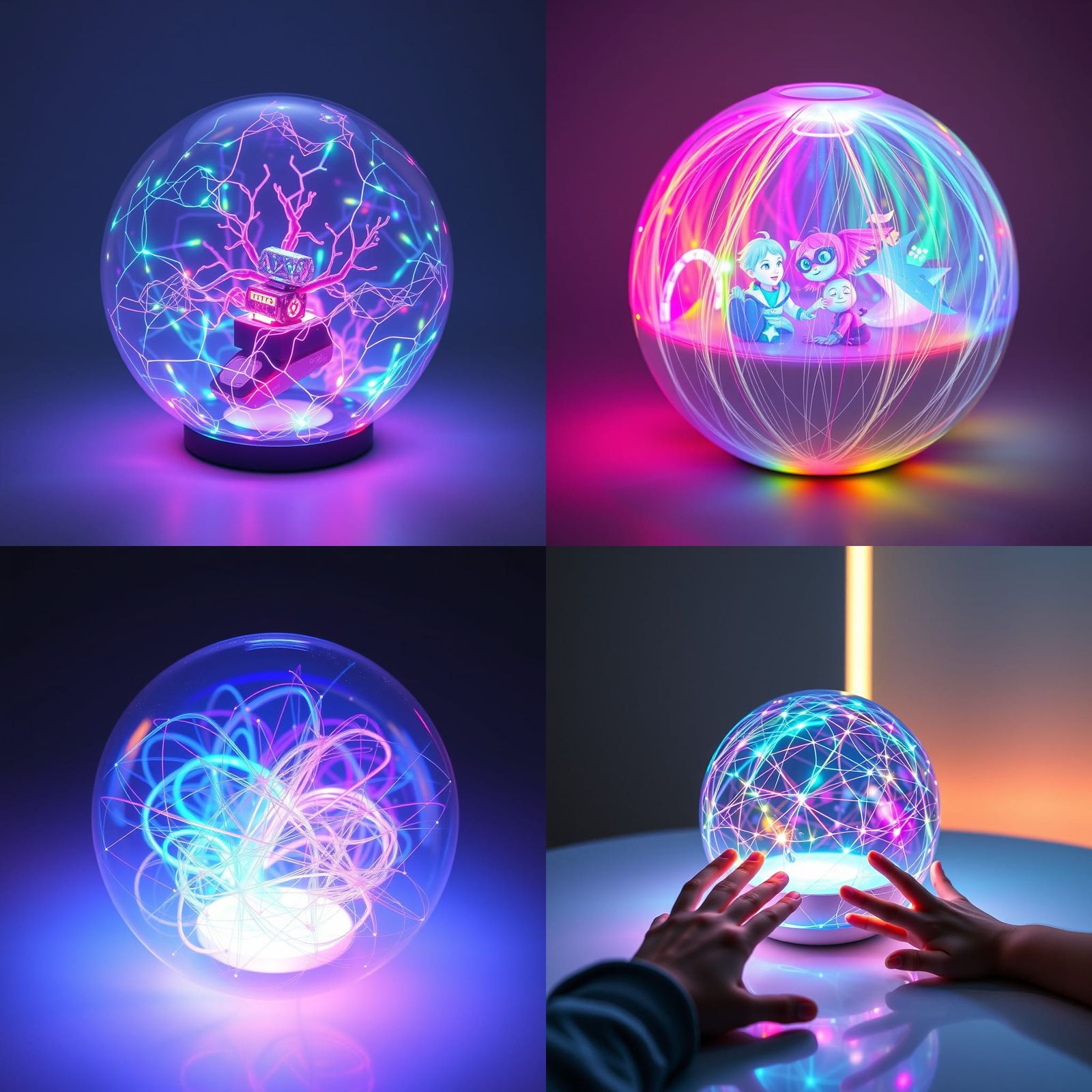 Futuristic Glowing Orb with Holographic Display