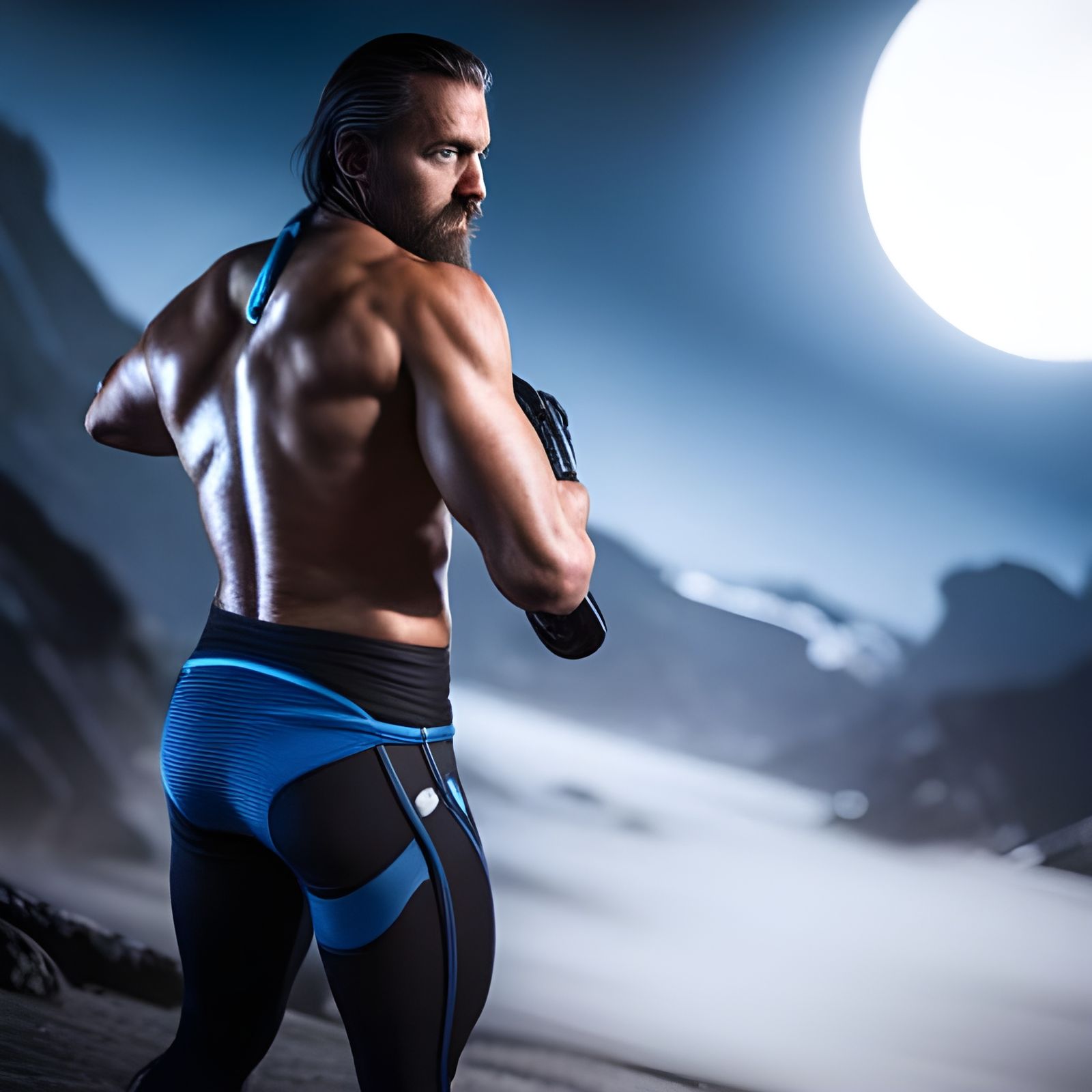 Shirtless Subzero in Blue Lycra: 3D Game Art