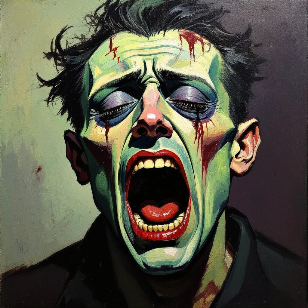 Monstrous Face in Final Scream, Impasto Style