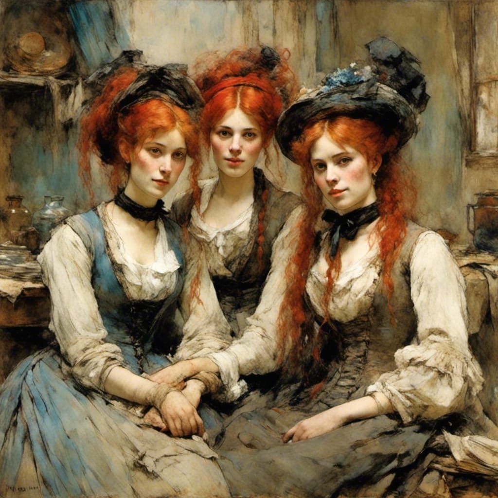 19th Century Twin Sisters: Midwife and Laundress